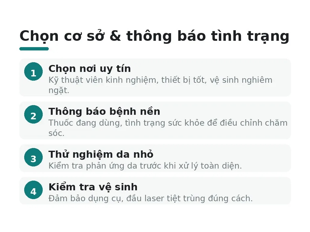 3. Chọn cơ sở uy tín và thông báo đầy đủ tình trạng