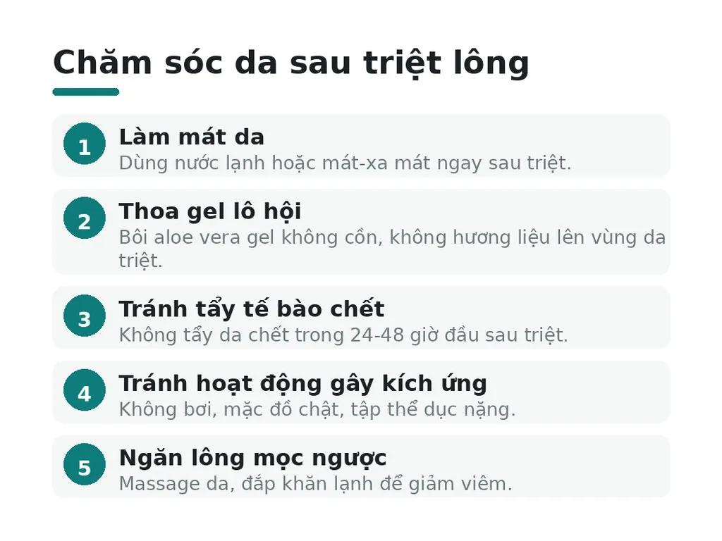 Chăm sóc da sau triệt lông để tránh kích ứng kéo dài