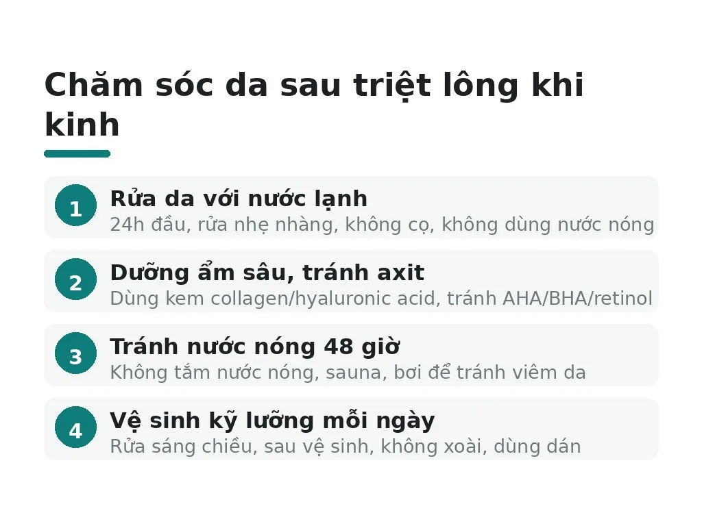 Cần chăm sóc da như thế nào sau triệt lông khi kinh?